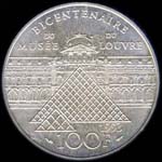 100 francs 1990 Muse du Louvre revers