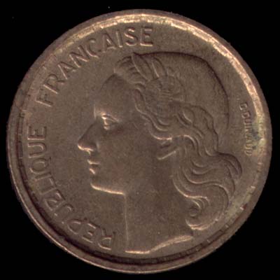 Pice de 10 Francs franais type Guiraud en Bronze-Aluminium avers