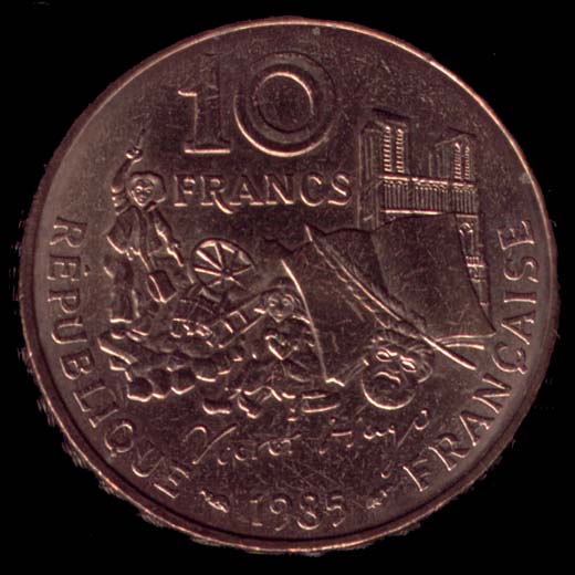 Pice de 10 Francs franais type Victor Hugo revers
