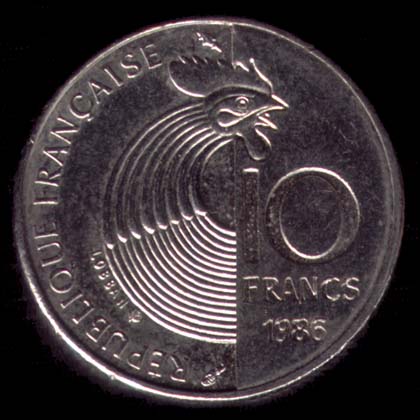Pice de 10 Francs franais type Robert Schuman avers