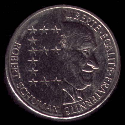 Pice de 10 Francs franais type Robert Schuman revers