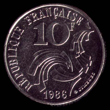 Pice de 10 Francs franais type Rpublique revers