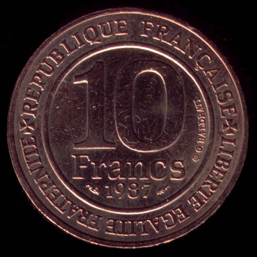 Pice de 10 Francs franais type Millnaire Captien avers