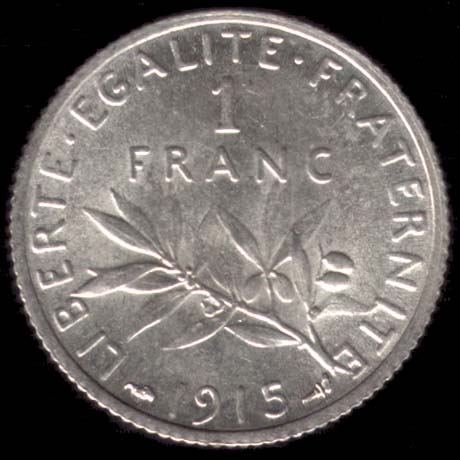 Pice de 1 Franc franais type Semeuse en argent revers