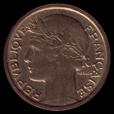 Pice de 1 Franc franais en Bronze-Aluminium type Morlon Lourde avers