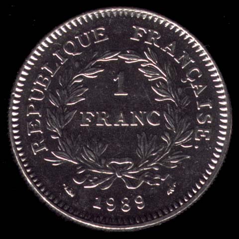 Pice de 1 Franc franais du 1989 en nickel type tats Gnraux revers