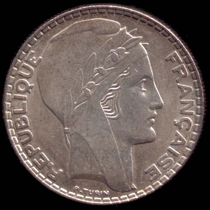 Pice de 20 Francs franais type Turin en argent avers