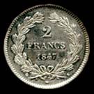 2 francs Louis Philippe I type Domard tte laure revers