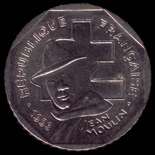 Pice de 2 Francs franais type Jean Moulin avers
