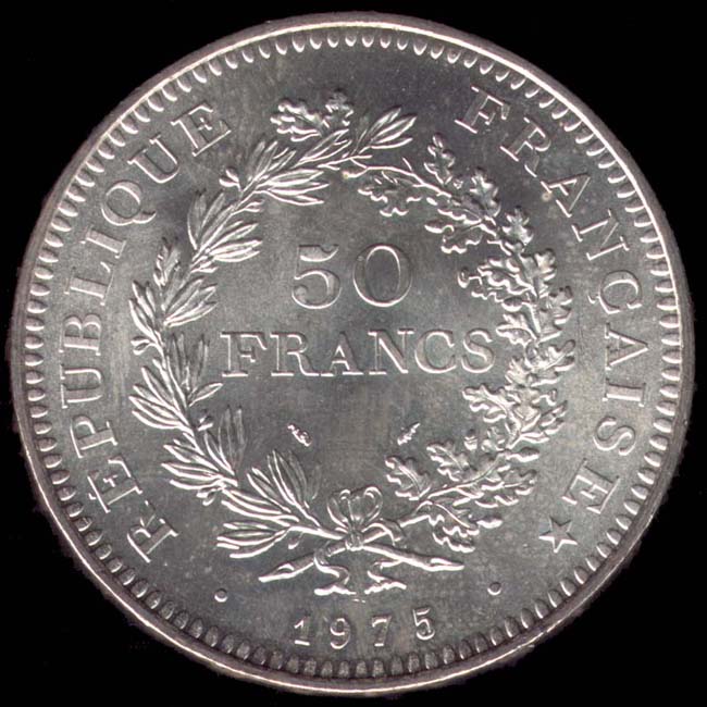 Pice de 50 Francs franais type Hercule en argent revers