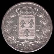 5 francs Louis XVIII buste nu revers
