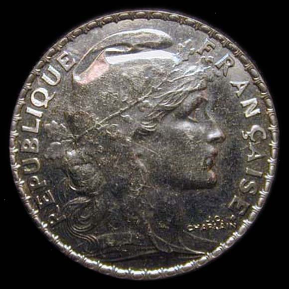Pice de 5 Francs franais type Marianne de la IIIe Rpublique avers