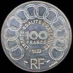 100 francs 1990 Jean Monnet revers