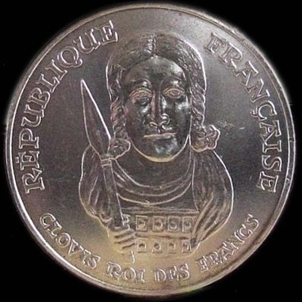 Pice 100 Francs franais 1996 argent Clovis avers