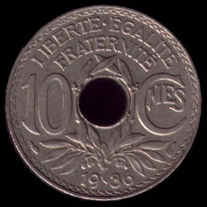 Pice de 10 Centimes franais type Lindauer revers