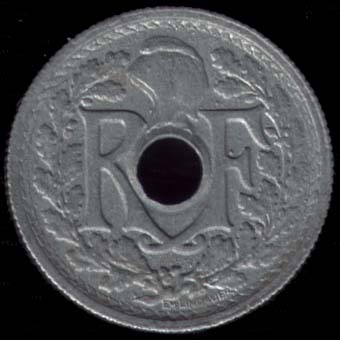 Pice de 10 Centimes franais type Lindauer en zinc petit module avers