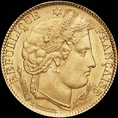 Pice de 10 Francs franais type Crs en or avers