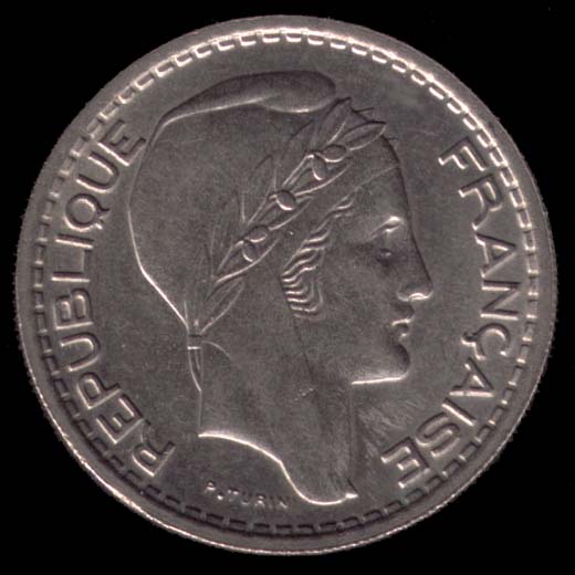 Pice de 10 Francs franais type Turin en cupro-nickel avers
