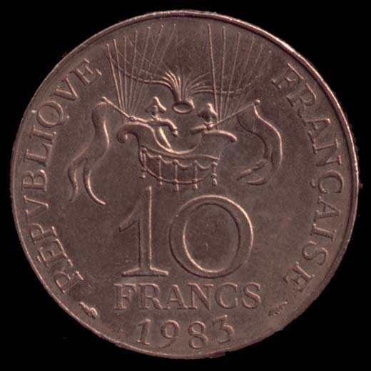 Pice de 10 Francs franais type Conqute de l'Espace avers