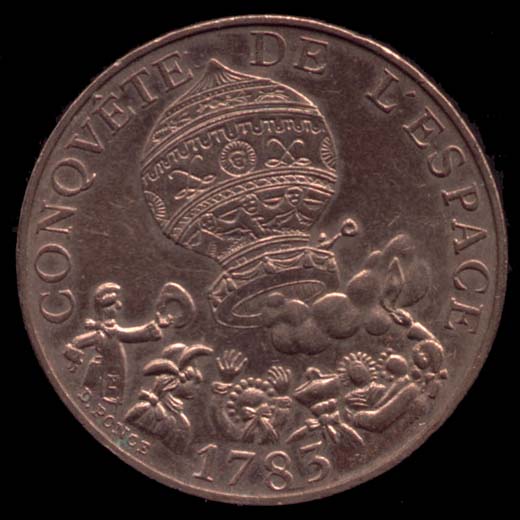 Pice de 10 Francs franais type Conqute de l'Espace revers