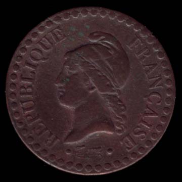 Pice de 1 Centime de Franc franais type Dupr calendrier grgorien en bronze avers
