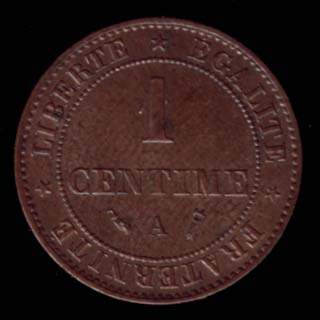 Pice de 1 Centime de Franc franais type Crs en bronze revers