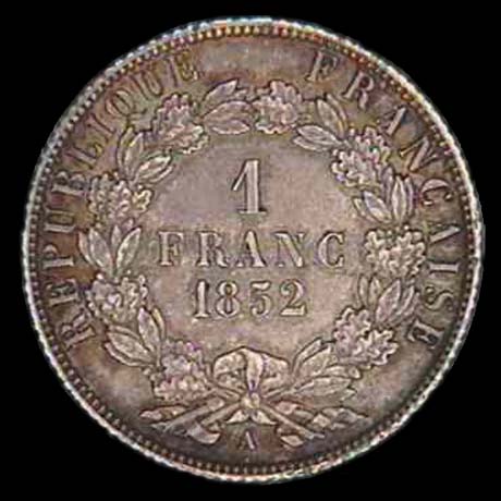 Pice de 1 franc franais en argent type Louis-Napolon revers