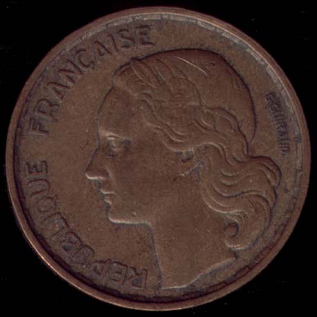 Pice de 20 Francs franais type G. Guiraud en Bronze-Aluminium avers