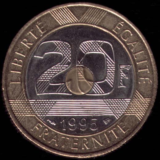 Pice de 20 Francs franais type Mont Saint-Michel revers
