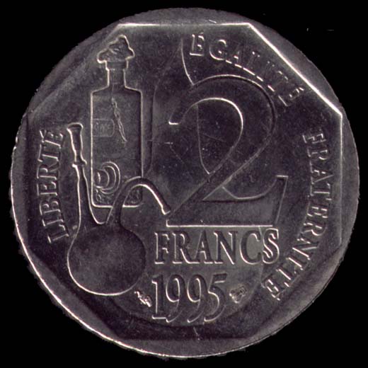 Pice de 2 Francs franais type Pasteur revers