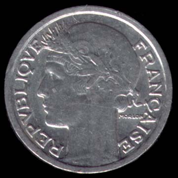 Pice de 50 Centimes franais en Aluminium type Morlon Lgre avers