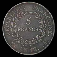 5 francs Bonaparte Premier Consul revers