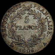 5 francs Napolon Empereur calendrier grgorien revers