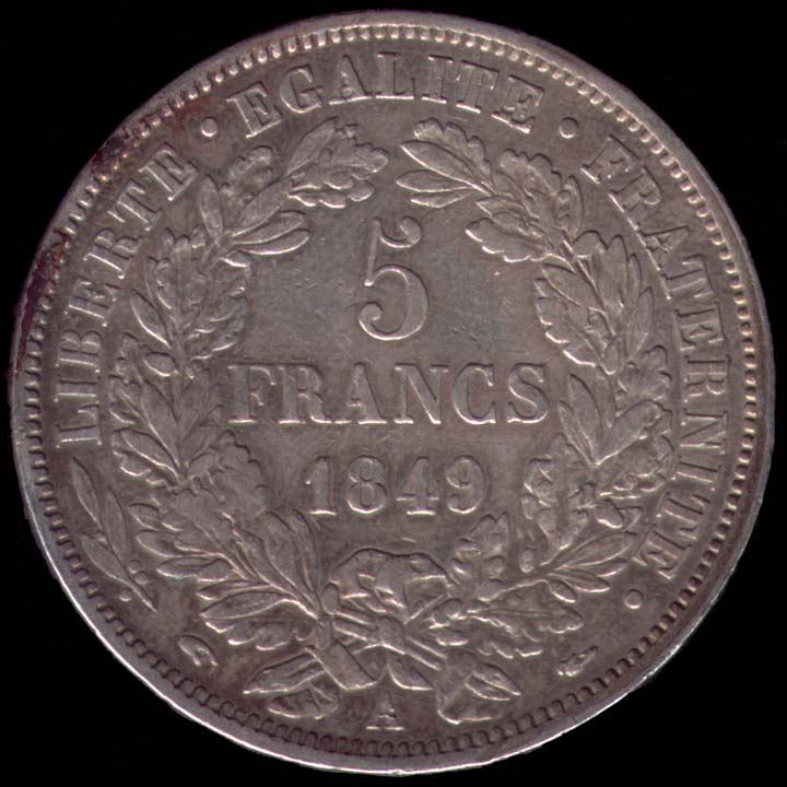 Pice de 5 Francs franais type Crs en argent revers